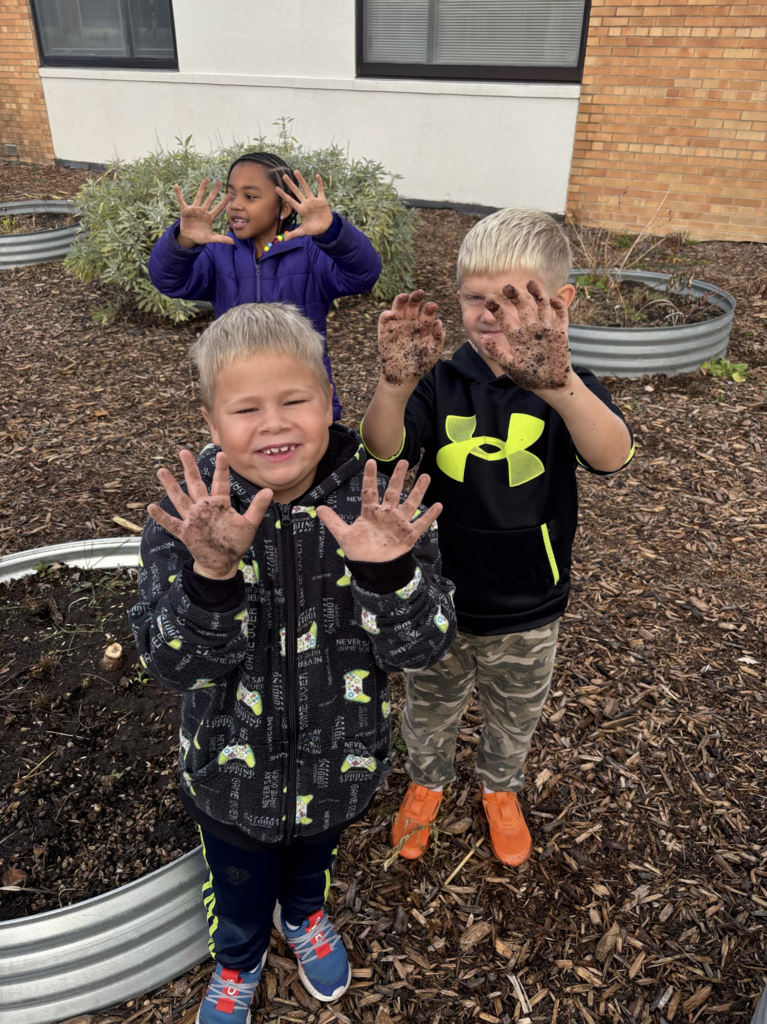 Students planting their garden 