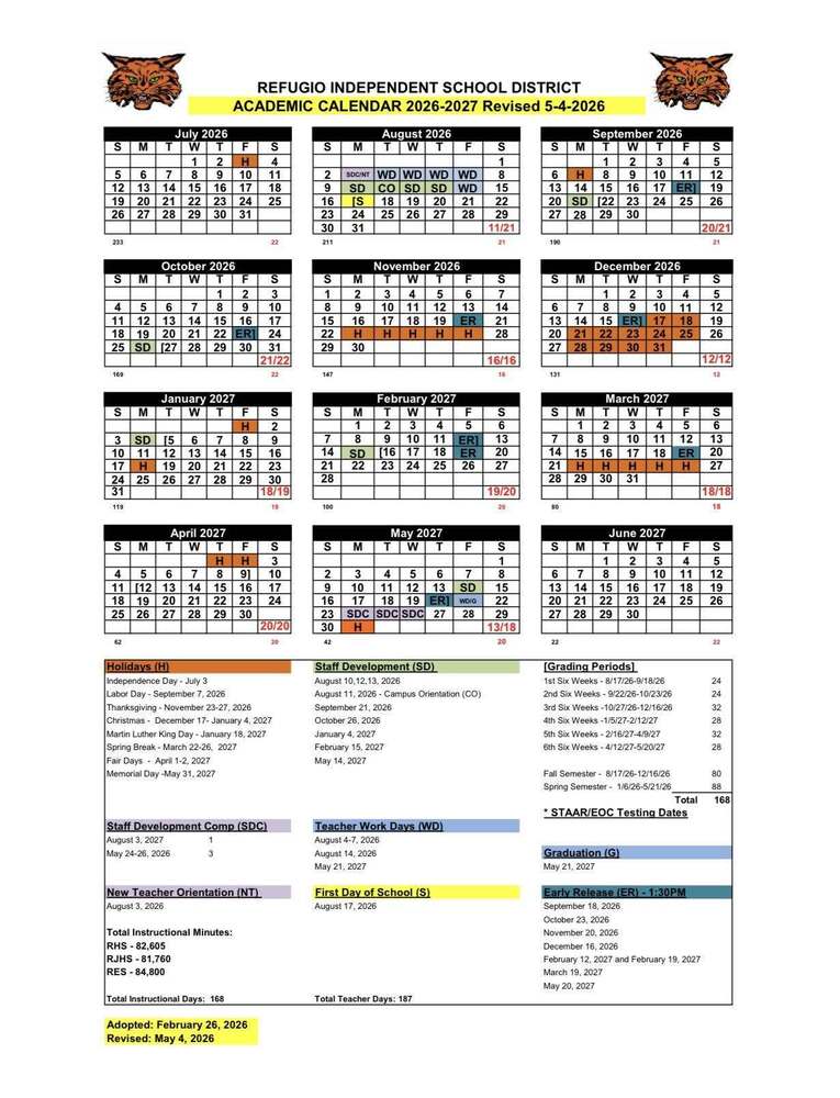 Revised Academic Calendar