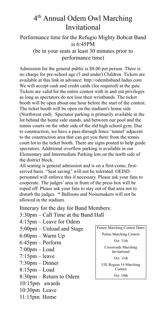 Marching Band info