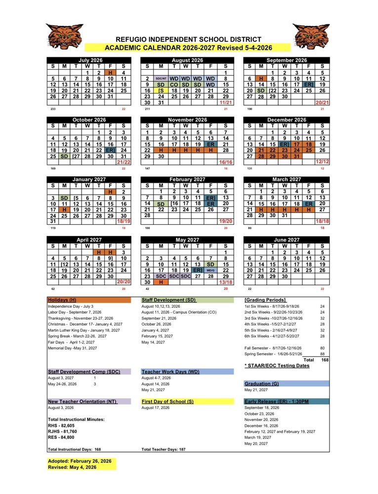 Revised District calendar