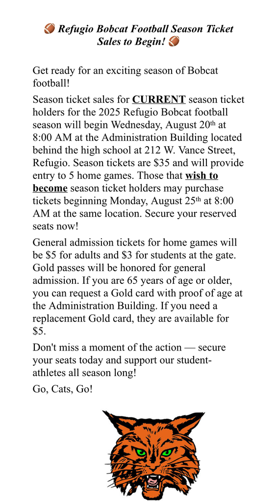 Season Ticket information 