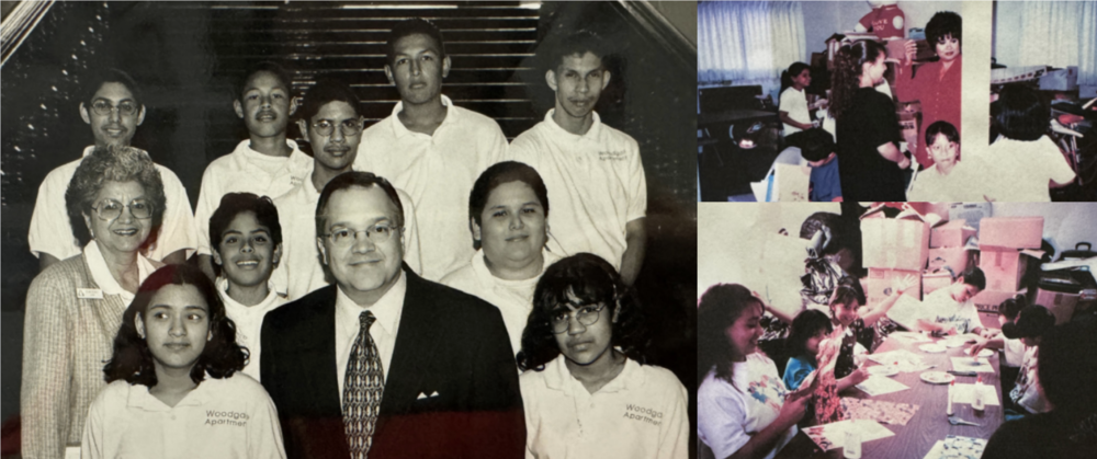 Older images of Eliva Flores and students from her educational program