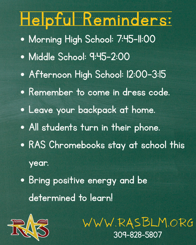 Reminders for the new school year