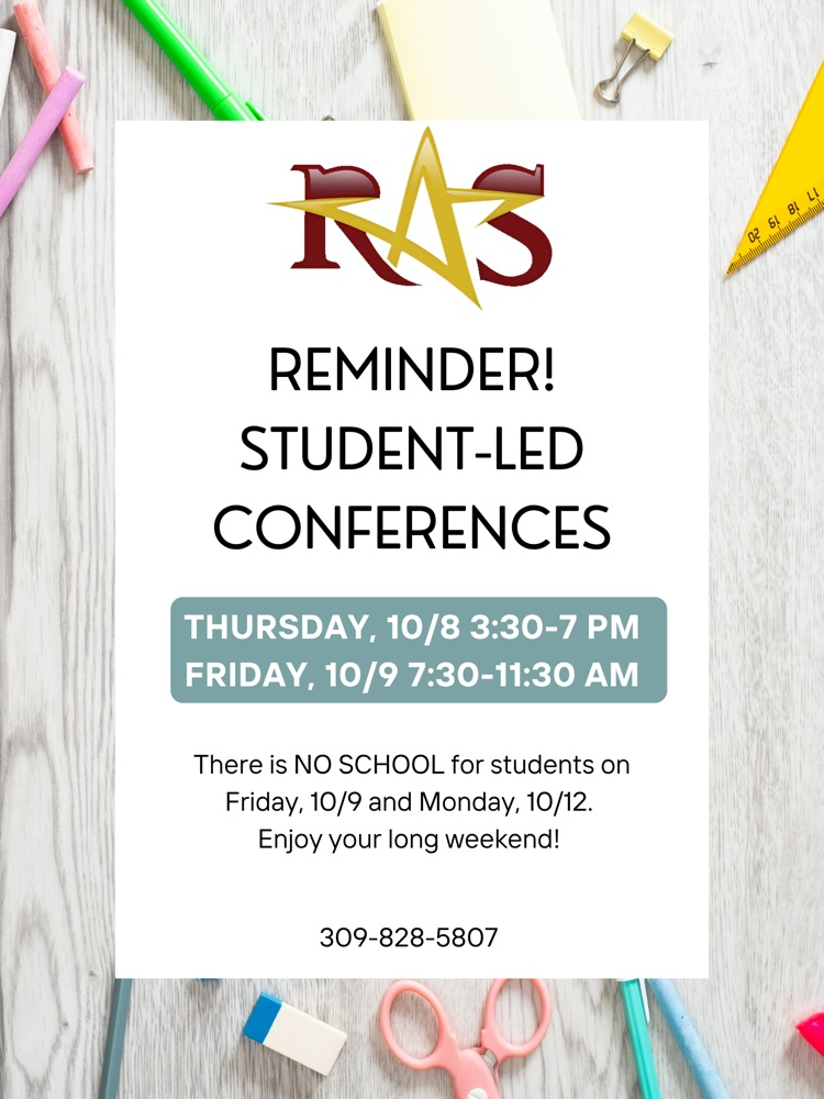flyer with school supplies and conference and no school reminders