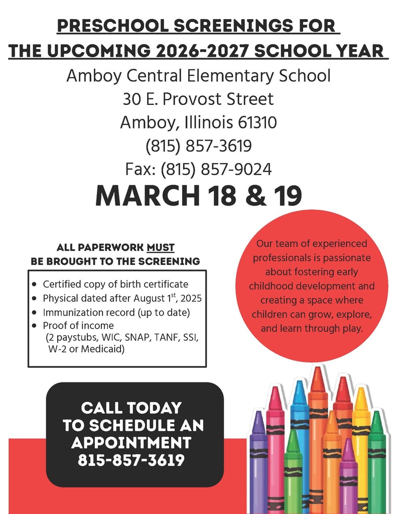 Amboy Preschool Screenings flyer 