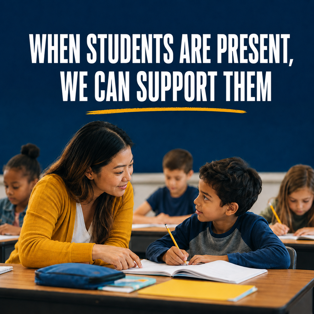 A teacher provides caring, individual assistance to a student during class.