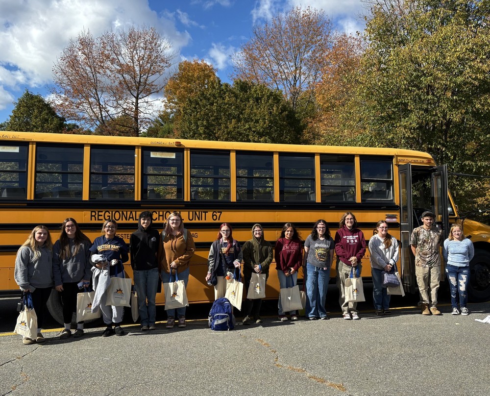Students outside bus