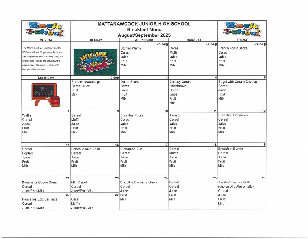 August/September Breakfast Menu 25-26