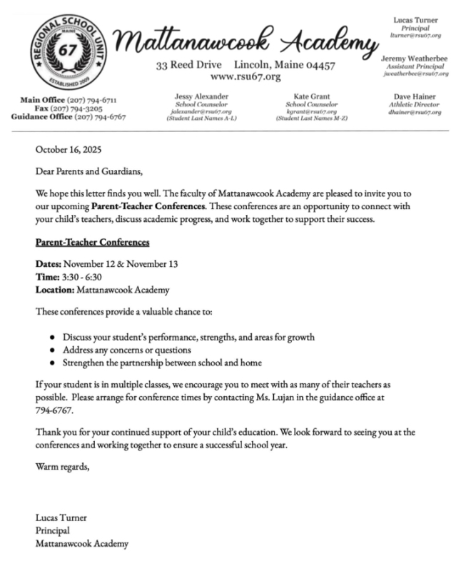 Letter about conferences