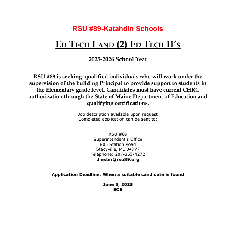 Ed Tech I and (2) Ed Tech II's