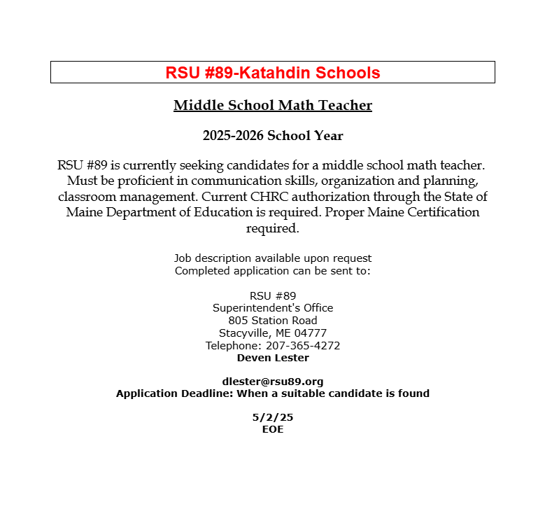 Middle School Math Teacher