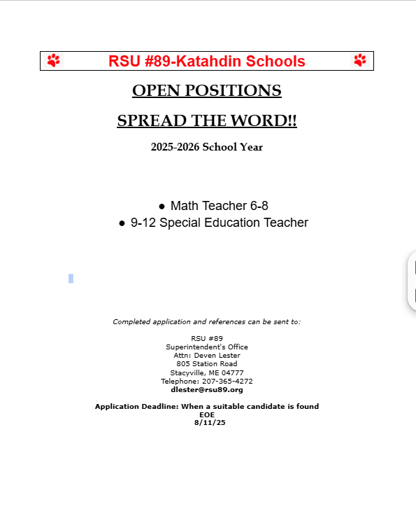Open Positions 2025-2026