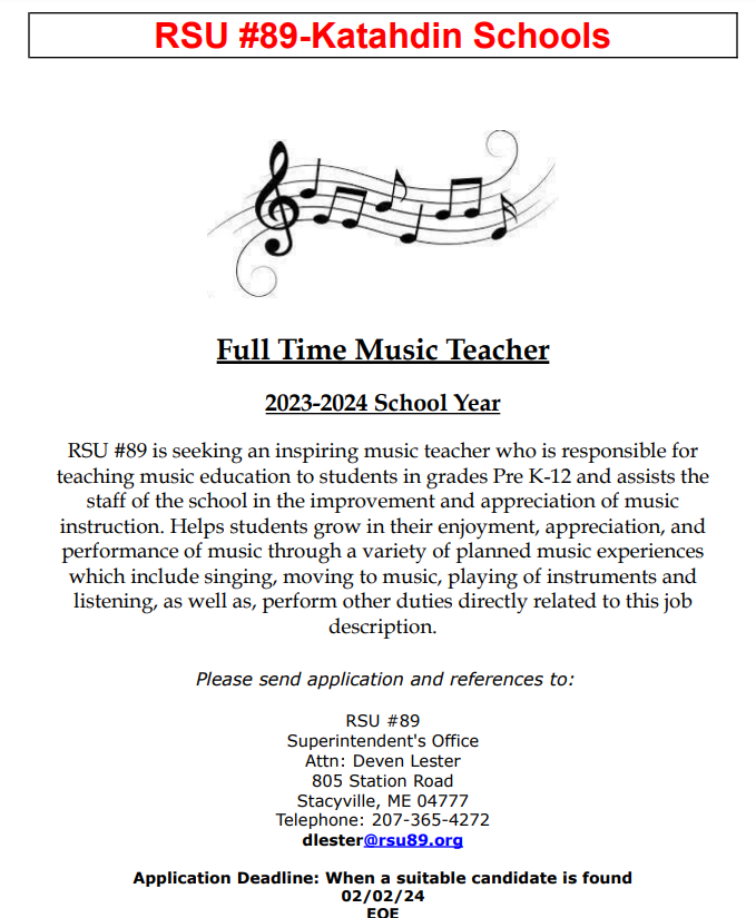 Full Time Music Teacher