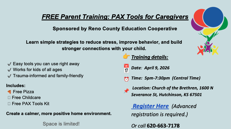 PAX Tools for Caregivers training flyer for April 9, 2026