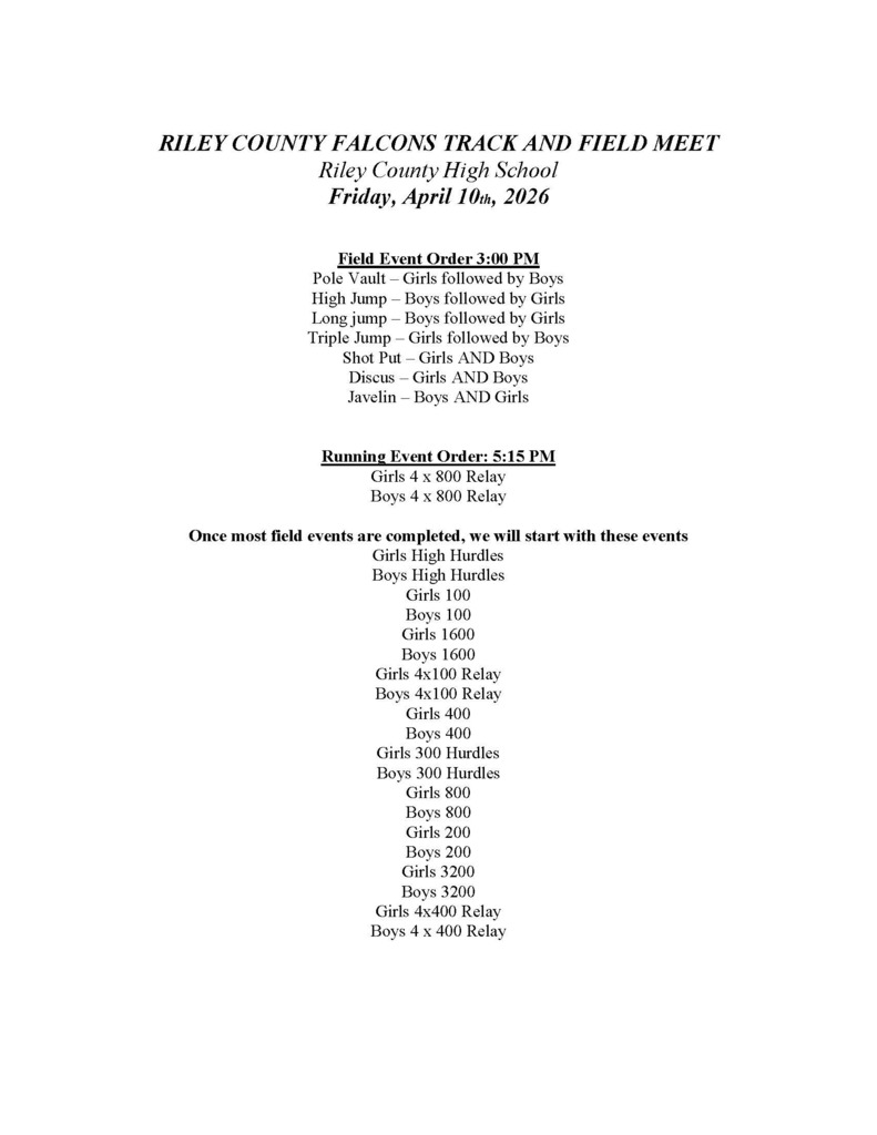 Order of events at Riley