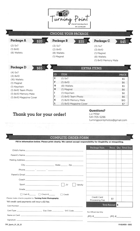 Spring Sports Order Form 2026