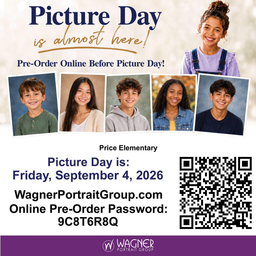 Price Elementary Fall Picture Day: Friday, September 4, 2026