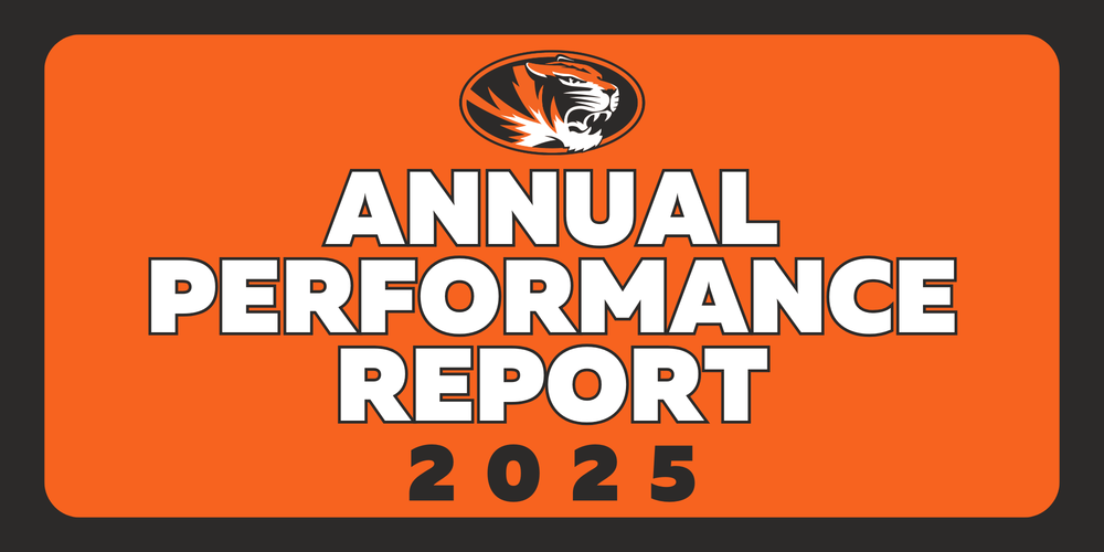 Gray border, orange box with rounded edges, text that says "ANNUAL PERFORMANCE REPORT 2025"