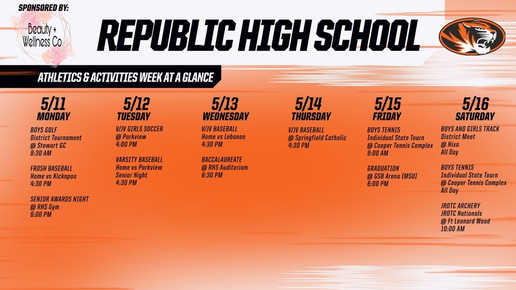 Republic High School Week at a Glance 5.11-5.16