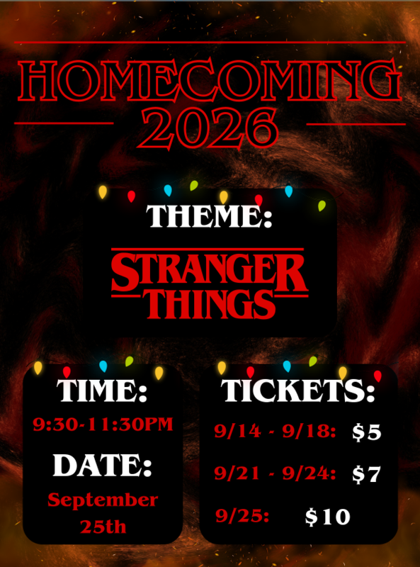 Homecoming information with time, date and ticket information