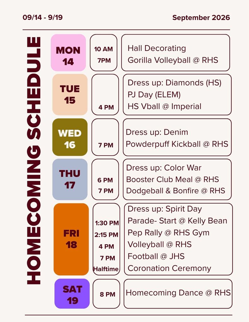 hoco schedule