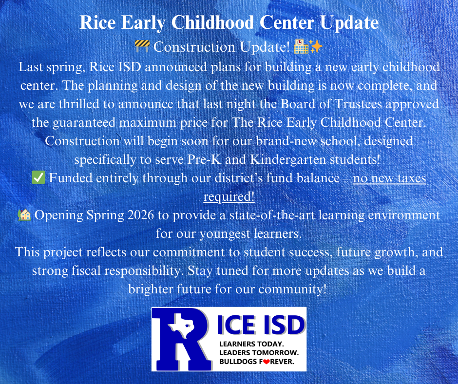 Rice Early Childhood Center update flyer