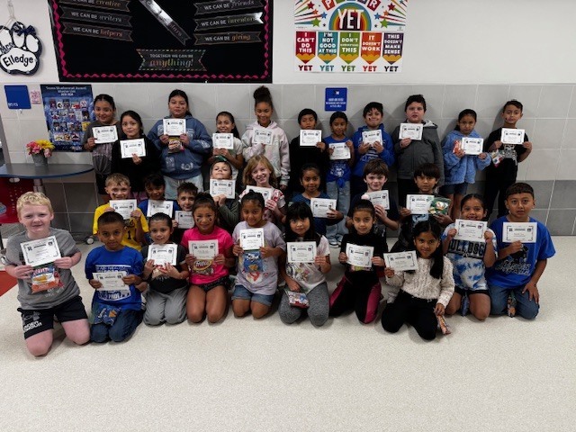 3rd graders awarded for turning in their homework for the 9 weeks.
