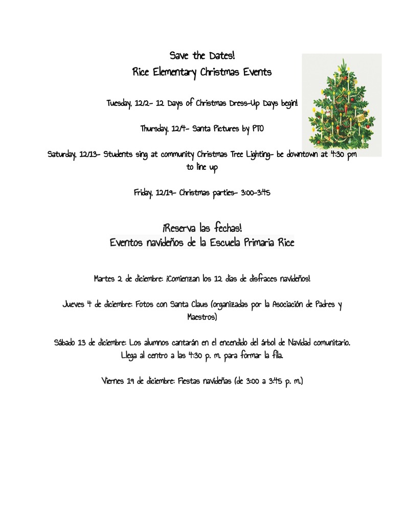 Save the date christmas at the elementary flyer