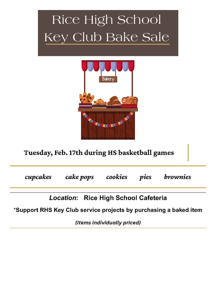 Key club bake sale flyer