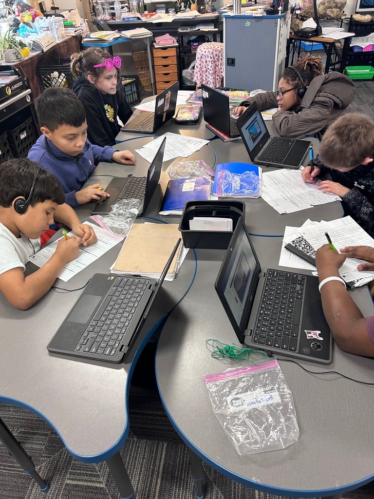 4th grade students workin on the computer