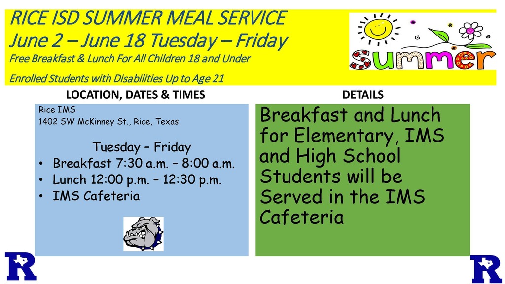 Summer meal service flyer