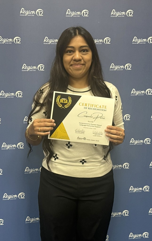 Consuela Perez with Cornerstone for Content-Based Language Instruction Support Award