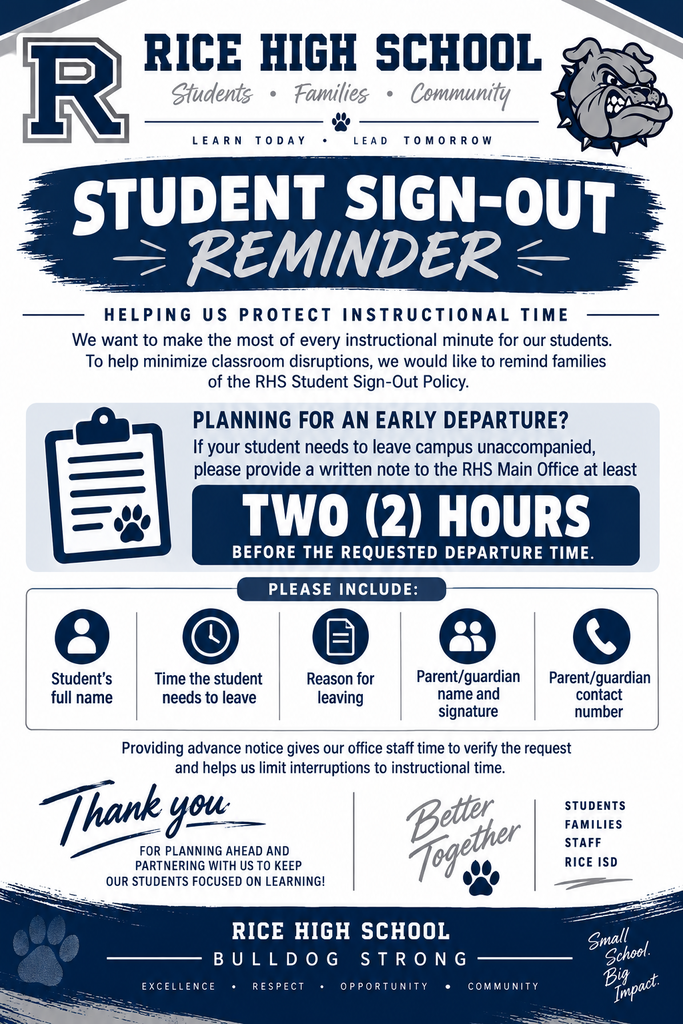 Student sign out reminder flyer
