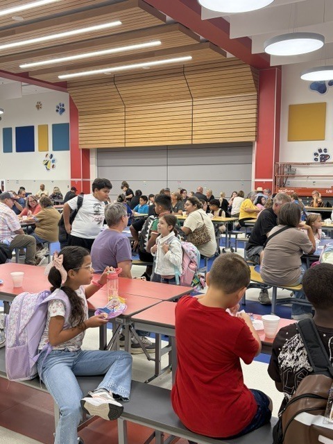 goodies with grandparents at the Elementary