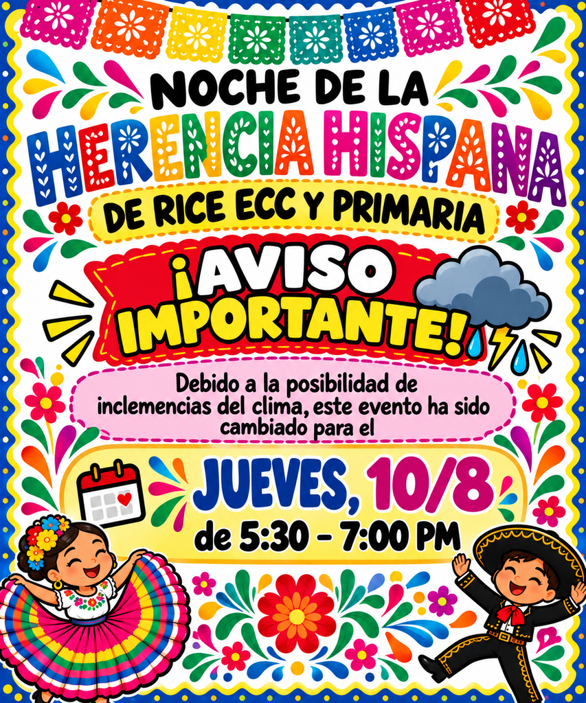 Hispanic night change of date flyer spanish