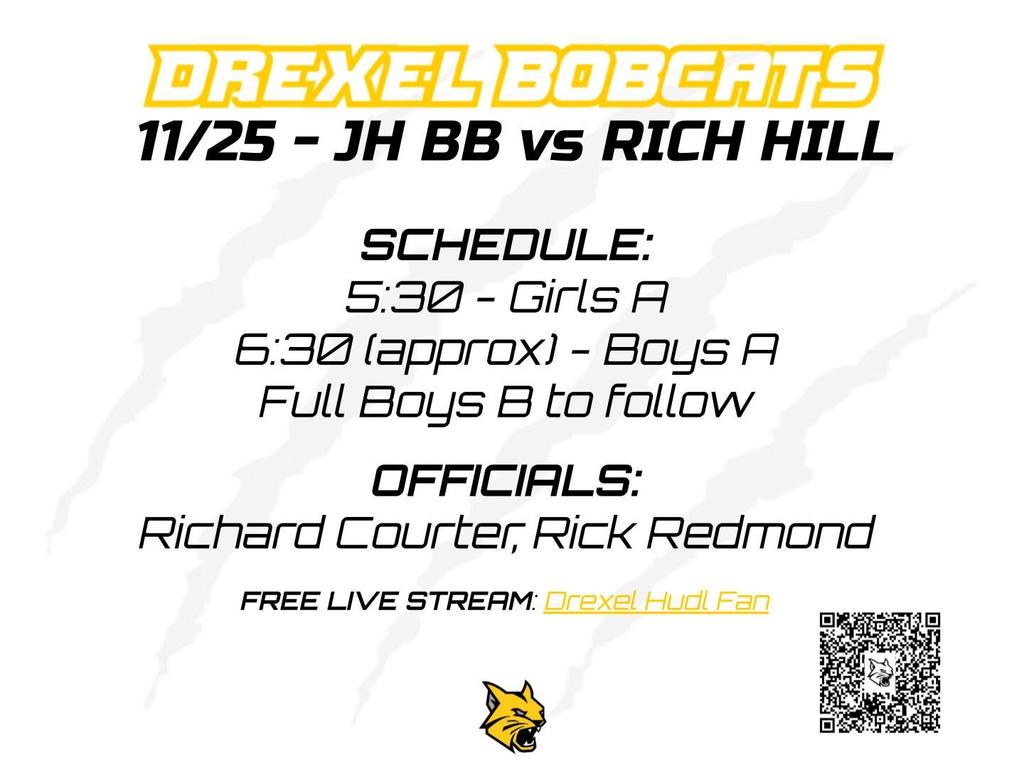 Schedule for JH Basketball @ Drexel 11/25/2025