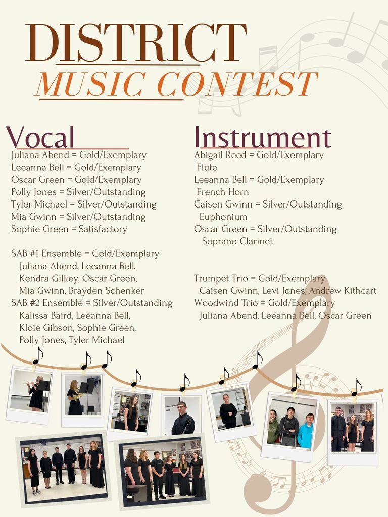 District Music Contest Results