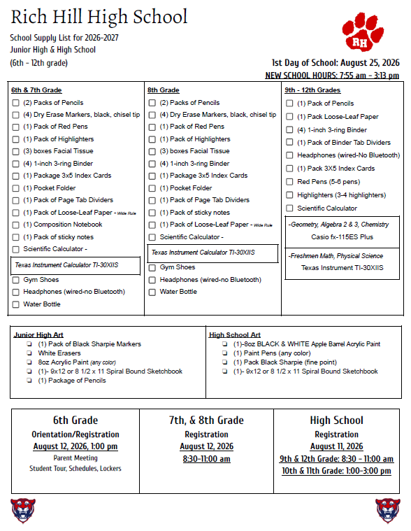 supply list