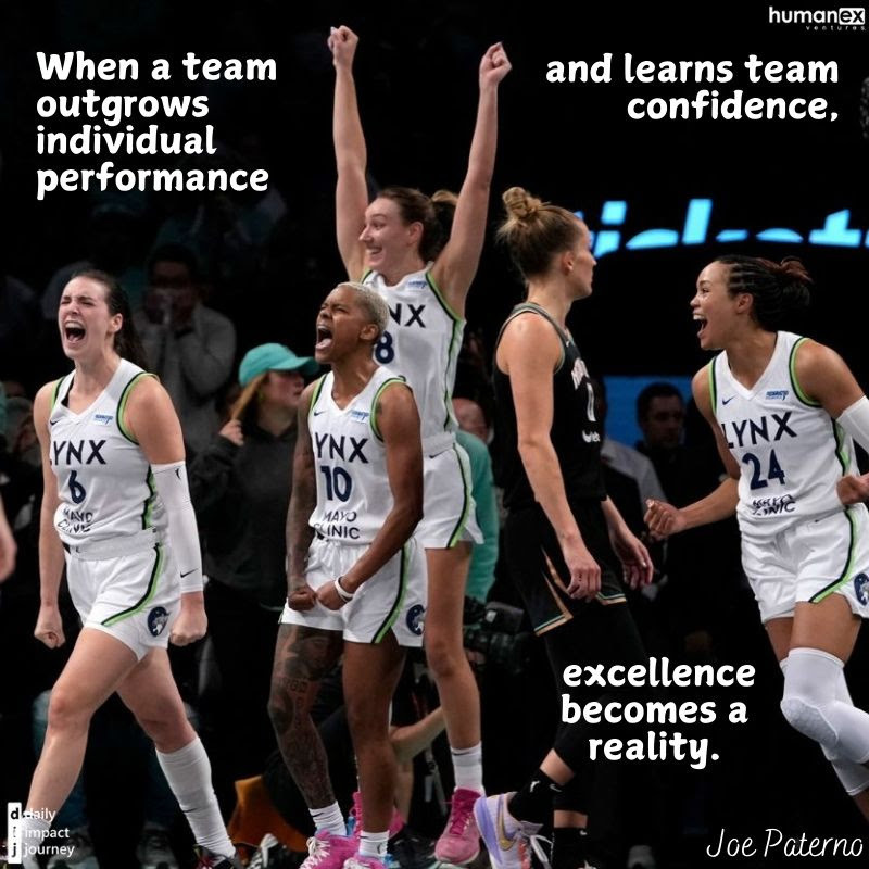 Today’s Focus: Teams “When a team outgrows individual performance and learns team confidence, excellence becomes a reality.” – Joe Paterno, Legendary Football Coach. Reflections to Guide Your Journey How can you let go of individual performance for the betterment of the group? What does team confidence look like? Where would you like to see excellence in your team?
