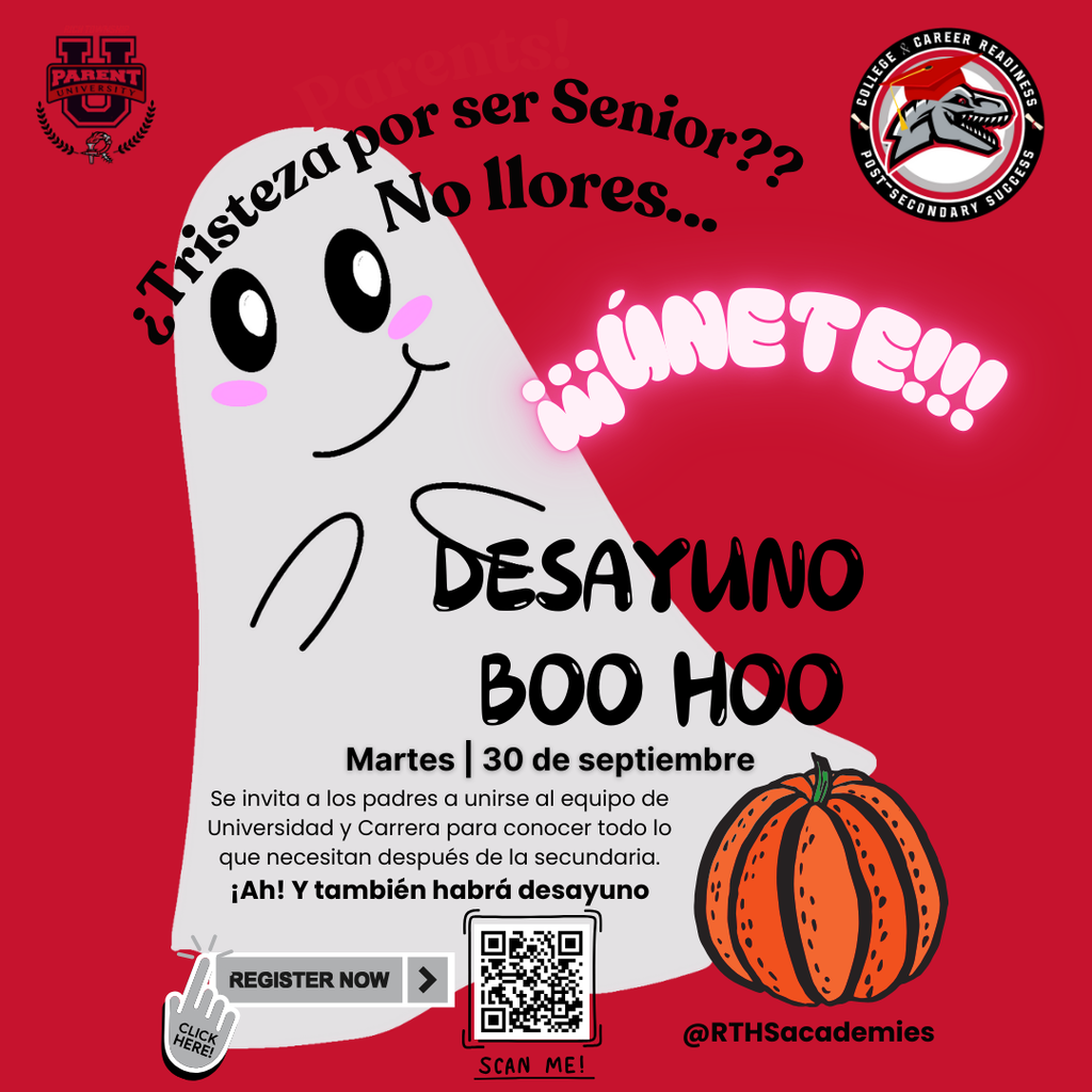 📅 30 de septiembre ¡El último año ya está aquí! 🥹 Disfrute de un desayuno ligero, recursos y consejos para apoyar a su estudiante senior.