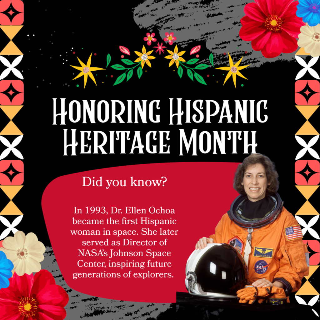 📅 This Week in Hispanic Heritage Month Did you know? 🚀 In 1993, Dr. Ellen Ochoa became the first Hispanic woman in space. She later served as Director of NASA’s Johnson Space Center, inspiring future generations of explorers. #HispanicHeritageMonth #richinstudentsuccess