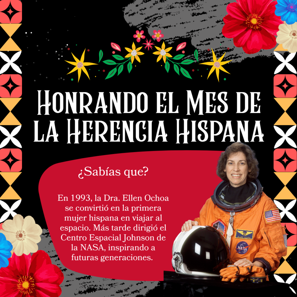 📅 Esta semana en el Mes de la Herencia Hispana ¿Sabías que? 🚀 En 1993, la Dra. Ellen Ochoa se convirtió en la primera mujer hispana en viajar al espacio. Más tarde dirigió el Centro Espacial Johnson de la NASA, inspirando a futuras generaciones. #MesDeLaHerenciaHispana #richinstudentsuccess