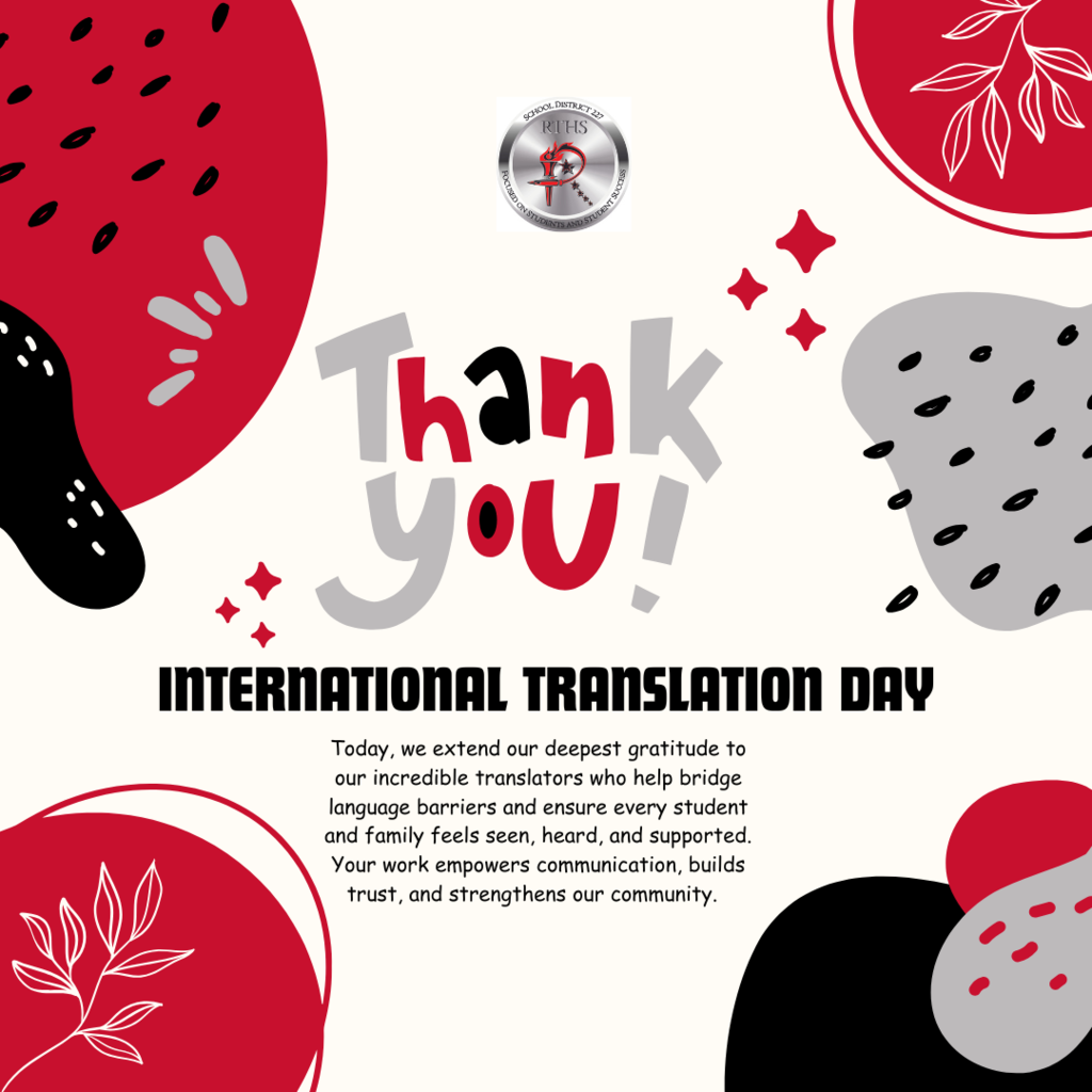 Today we proudly recognize Ana Zambrano and Veronica Zambrano for their incredible translation and interpretation support throughout Rich Township High School District 227. Your work ensures that every family feels seen, heard, and connected. ¡Gracias por todo lo que hacen! 💬🌟 #InternationalTranslationDay #ThankYouAnaAndVeronica #OneSchoolOneRoar #richinstudentsuccess