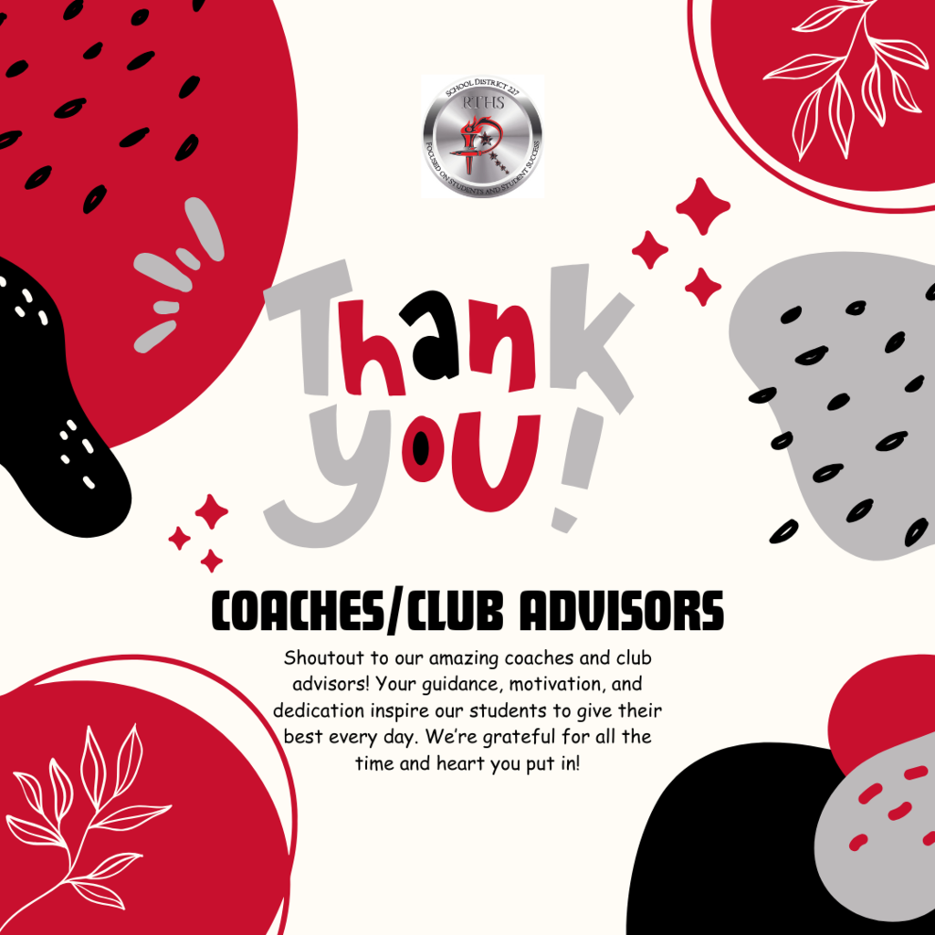 ❤️🖤 October 20th – Coaches & Club Advisors Recognition Day ❤️🖤 Today, we celebrate the incredible Coaches and Club Advisors who dedicate their time, energy, and passion to supporting Rich Township students. From the field to the stage, from the classroom to competitions, your guidance helps our Raptors learn, grow, and shine. Thank you for inspiring leadership, teamwork, and excellence across all programs! #RaptorPride #richinstudentsuccess