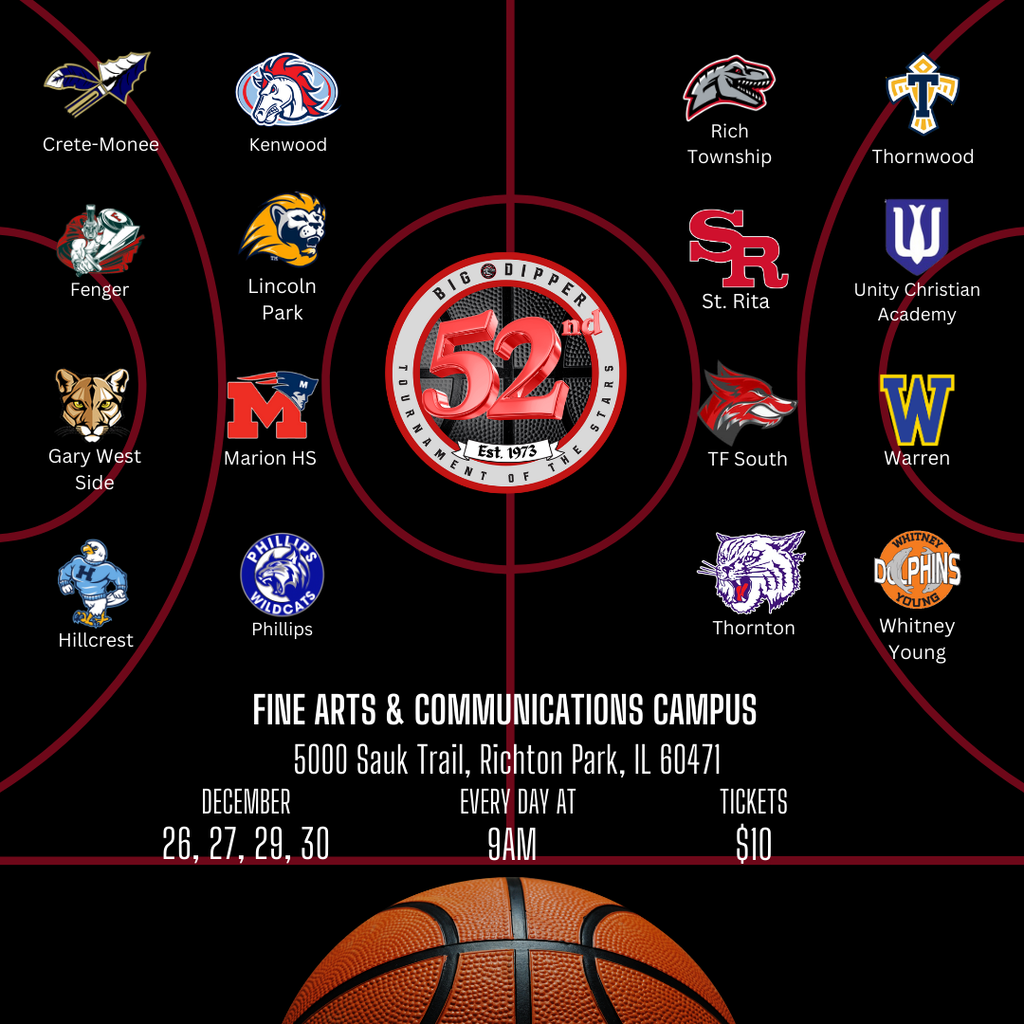 Team Post: 🏀 The 52nd Annual Big Dipper Boys Varsity Basketball Tournament is almost here! 🏆 Join us Fri. 26, Sat. 27, Mon. 29, Tues 30 for thrilling matchups & nonstop action. 📍Rich Township HS. 🎟️Online ticketing information can be found on the Big dipper Website: https://sites.google.com/rich227.org/rthsbigdipper/home. #Dipper52 @RichTownship_BB