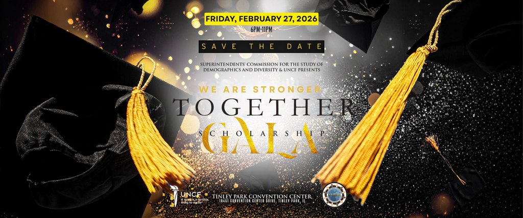 ✨ SAVE THE DATE: We’re excited to announce the upcoming fundraising gala, “We are Stronger Together,” hosted by The United Negro College Fund (UNCF) and the Superintendents’ Commission. The gala will be held at 6 PM on Friday, February 27, 2026, at the Tinley Park Convention Center.  This year’s goal is to raise over $250,000 in scholarships for students in our community. 💰  We are counting on your partnership and generosity for this endeavor. Your unwavering commitment to empowering deserving students through your valuable contributions has allowed us to provide 80 scholarships to students across the South Suburbs.  🗳️ To support this year’s fundraising efforts, please consider making an electronic donation or purchasing your tickets to attend this year's gala here: wearestrongerscholarshipgala.myle.com/.  We invite you to share this post with your friends and colleagues to help us in contributing to this worthy cause.  Thank you for your continued support!  #UNCFChicago #StrongerTogether #UNCF