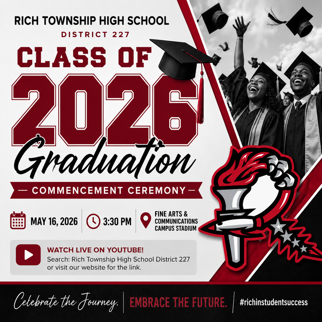 🎓 WATCH LIVE: Class of 2026 Graduation Commencement 🎓  Rich Township High School District 227 proudly celebrates the Class of 2026 this Saturday, May 16 at 3:30 PM at the Fine Arts & Communications Campus Stadium.  Families, alumni, and community members who cannot attend in person are invited to watch the ceremony live on YouTube.  📺 Watch Live Here: https://youtube.com/live/Z3PJAR1-YQE?feature=share  We look forward to celebrating the accomplishments, memories, and bright futures of the Class of 2026!  #ClassOf2026 #RaptorPride #richinstudentsuccess