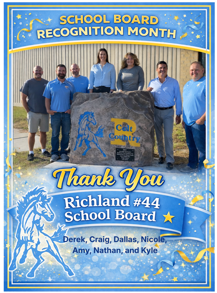 Picture of school board and saying Thank you