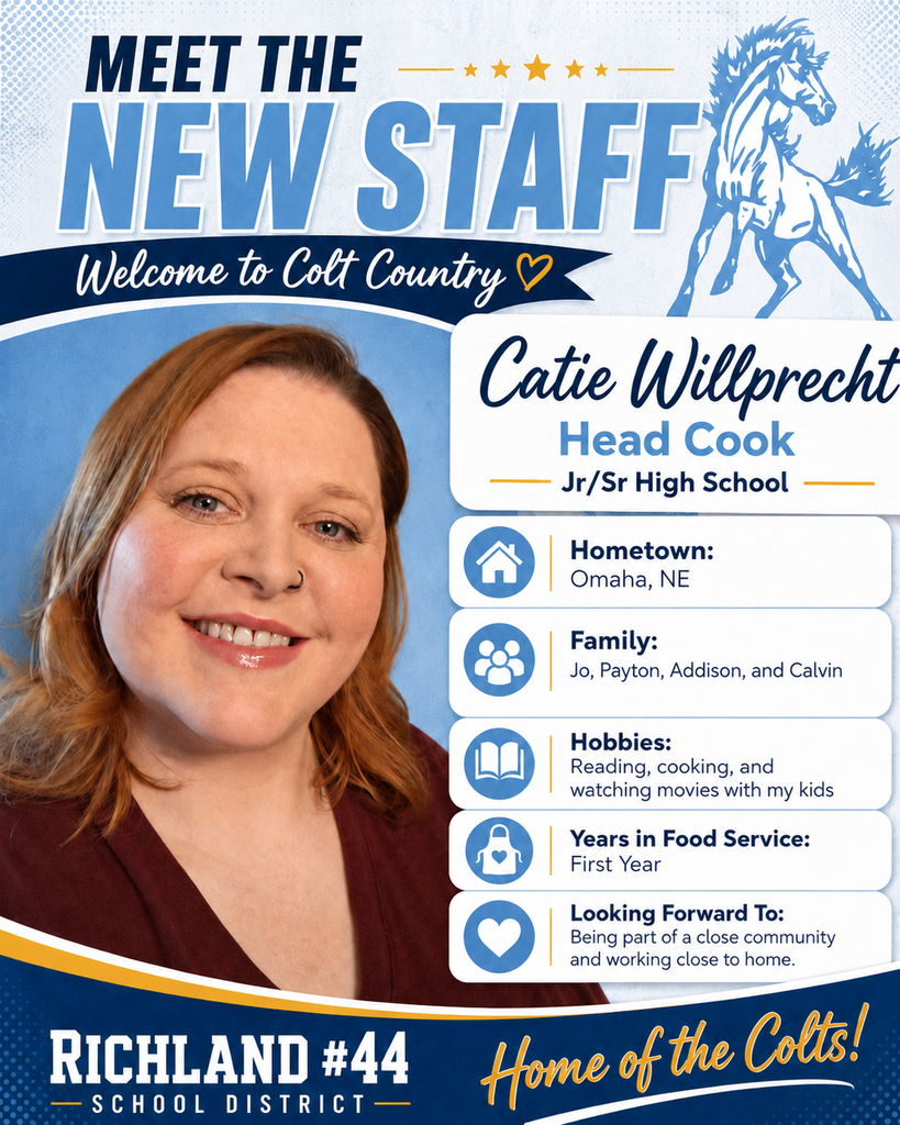 Poster introducing new staff Catie Willprecht