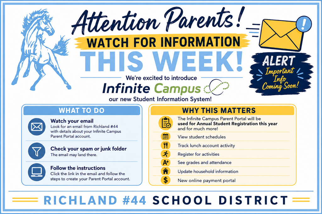Image announcing parents to watch for email